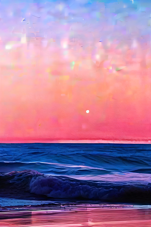 海滩上柔和的粉色调