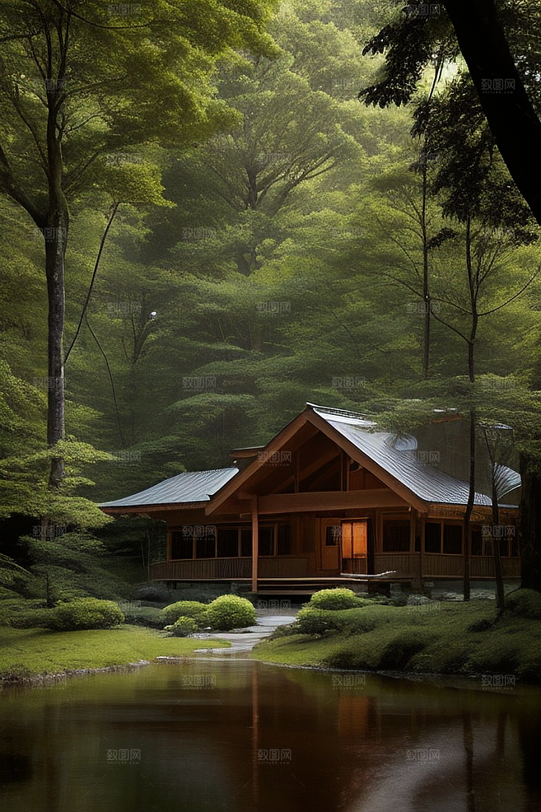 炊烟袅袅的小木屋