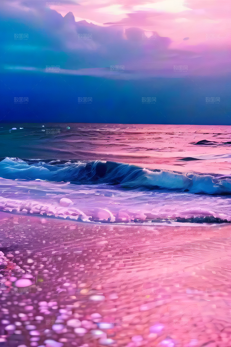 闪耀的海滩日落图案