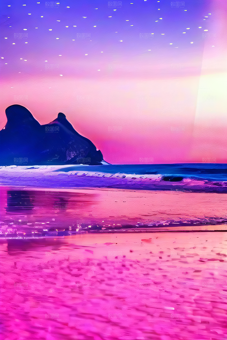 海滩上梦幻般的日落