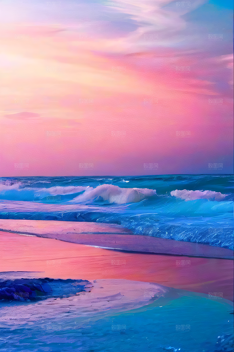 海滩上梦幻般的日落