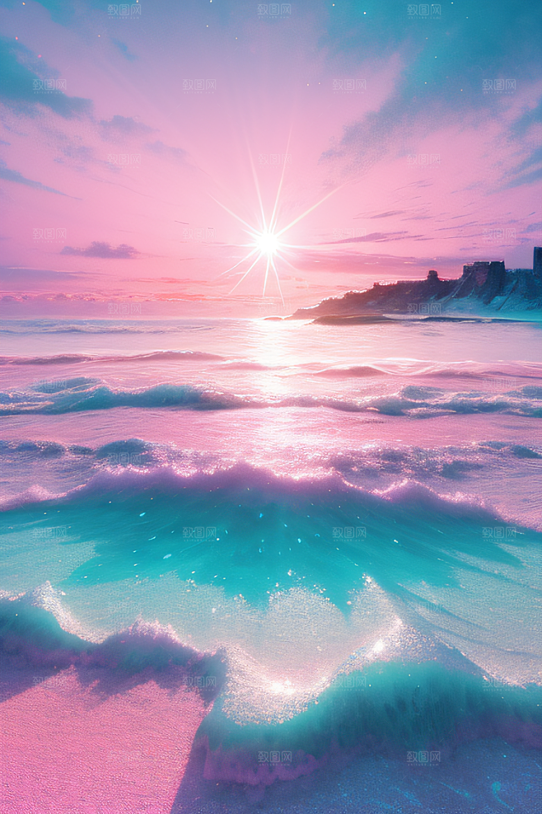 海滩上梦幻般的日落