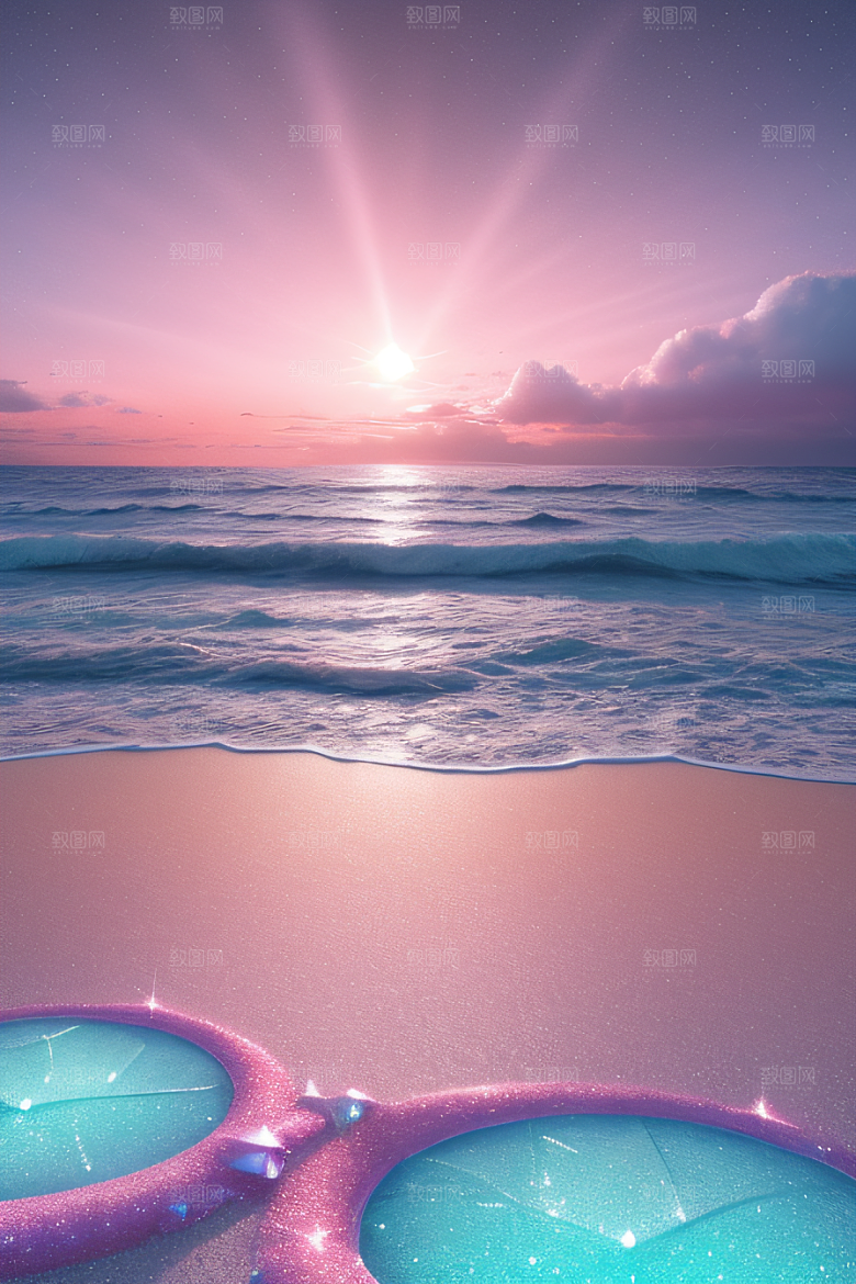 闪耀的海面的美景