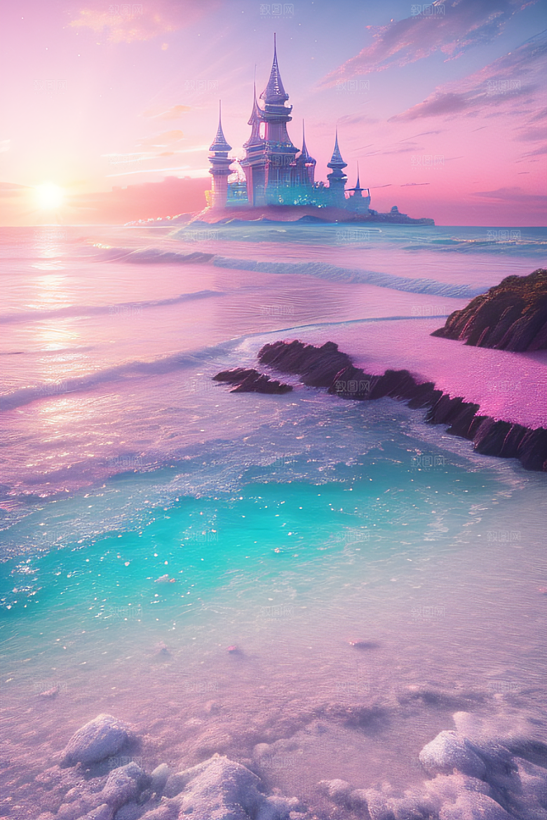 闪耀的海面的美景