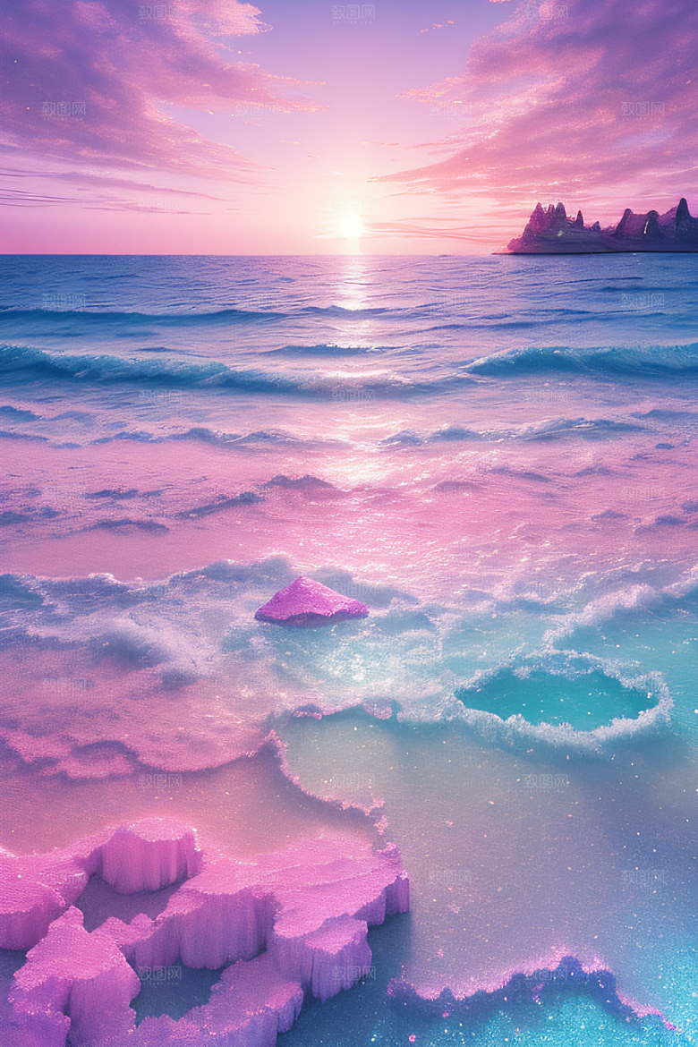 闪耀的海面的美景