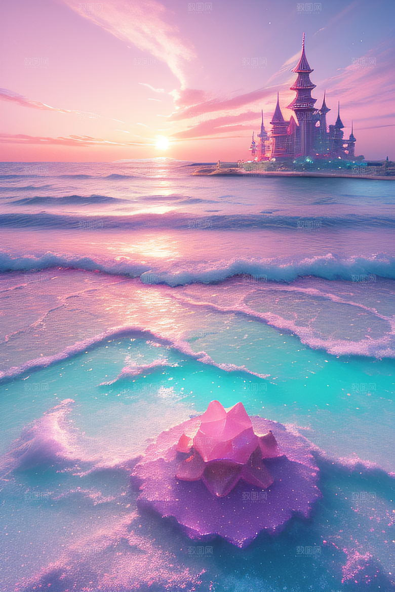 闪耀的海面的美景