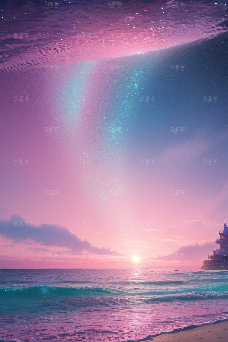 闪耀的海面的美景