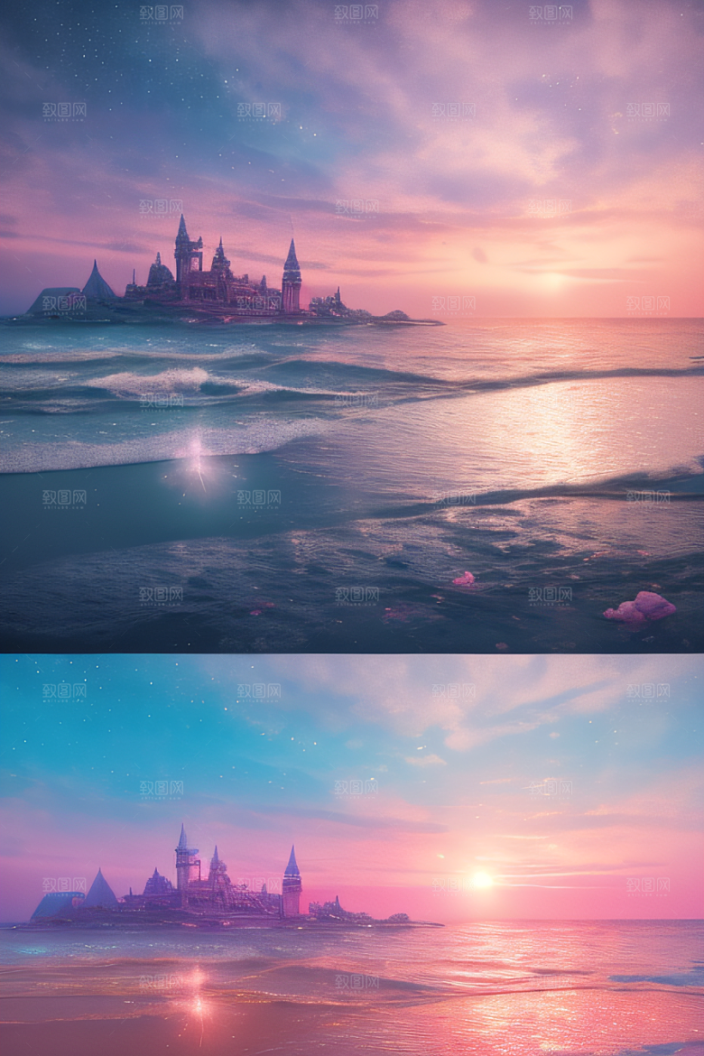 闪耀的海面的美景