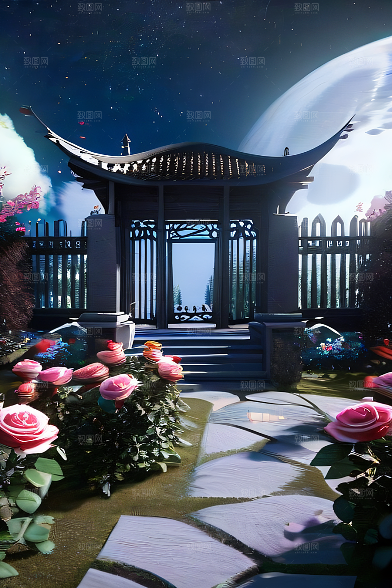 重现中国风神话玫瑰花海璀璨夺目