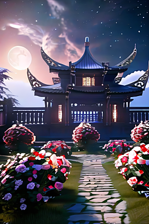 重现中国风神话玫瑰花海璀璨夺目