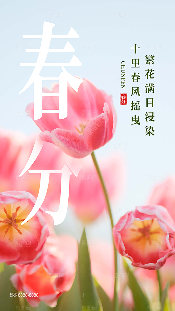中国传统24节气春分海报