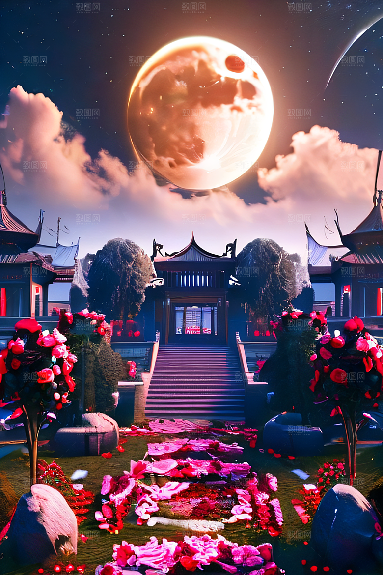 重现中国神话传说玫瑰花海如仙境