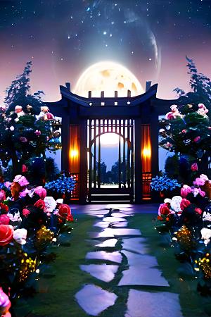 重现中国神话传说玫瑰花海如仙境