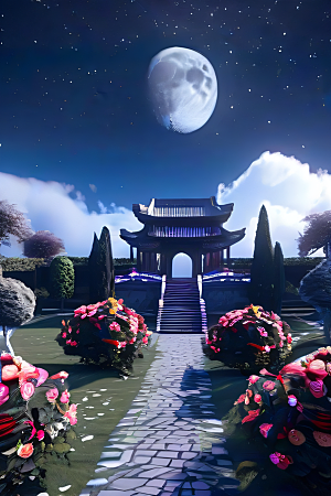 重现中国神话传说玫瑰花海如仙境
