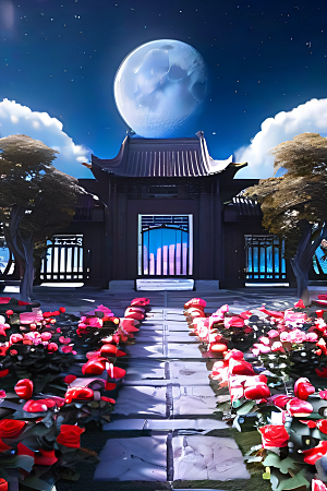 重现中国神话传说玫瑰花海如仙境