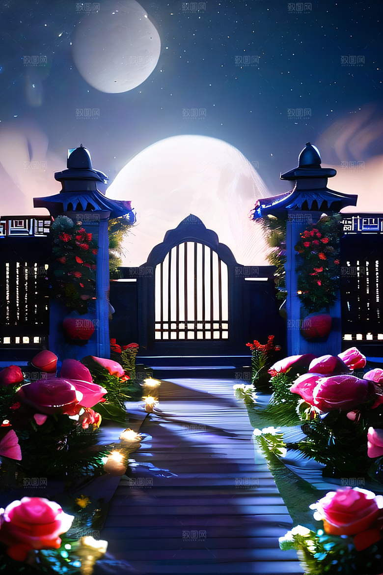 重现中国神话传说玫瑰花海如仙境