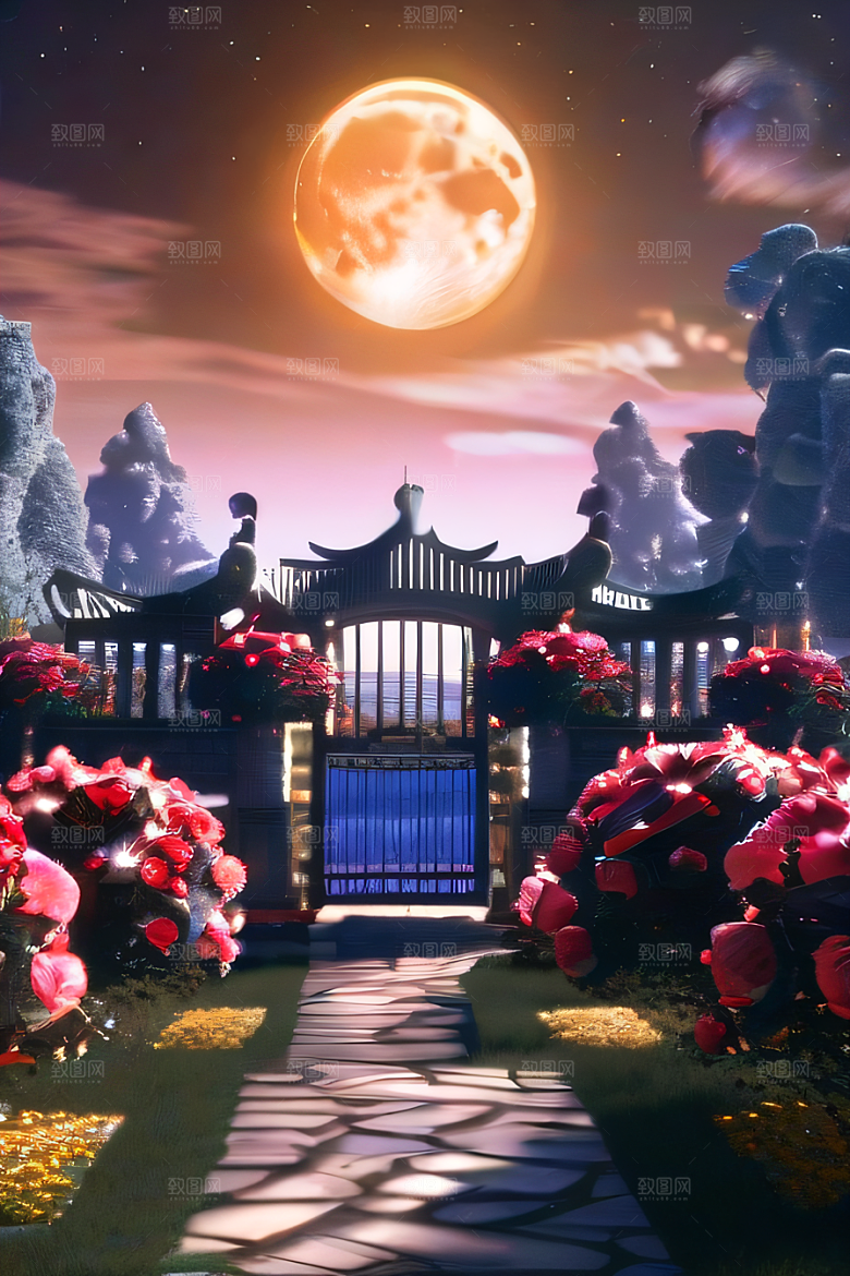 重现中国神话传说玫瑰花海如仙境
