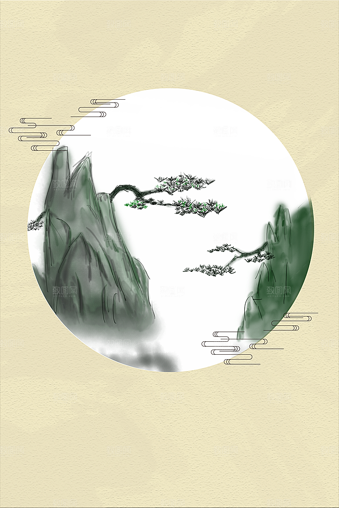 古风古典中式山水水墨风景背景