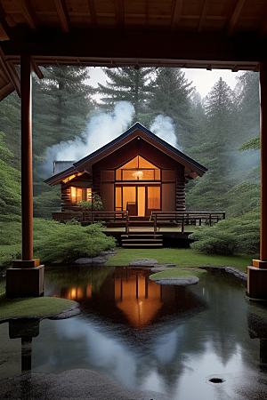 炊烟袅袅的小木屋