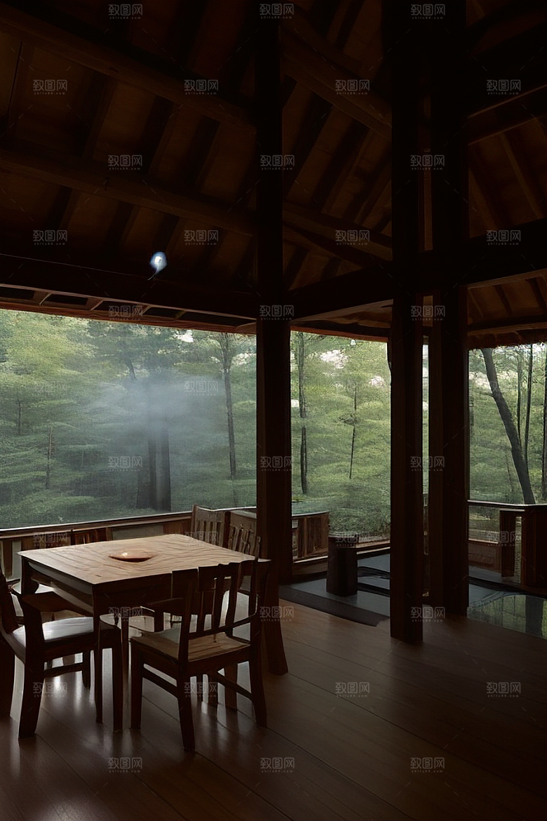 炊烟袅袅的小木屋