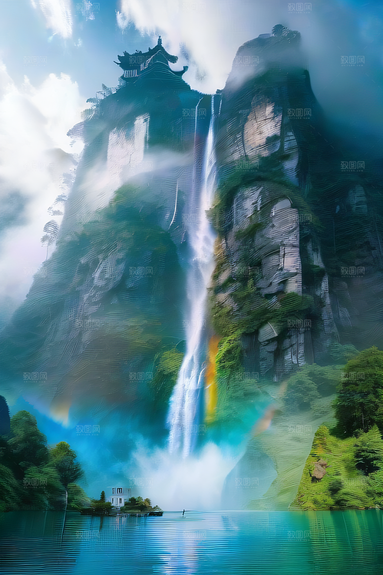 荧光梦境水雾缭绕下的亚光绘画