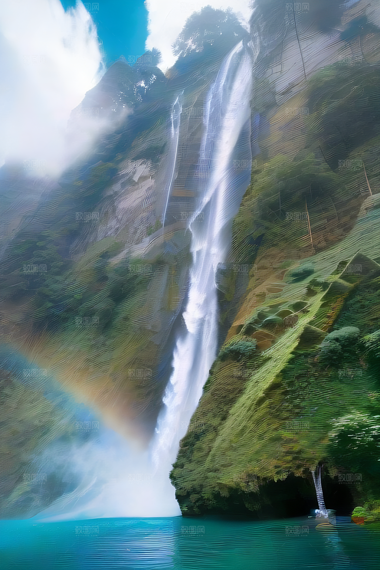 梦幻湖泊巨大湖水与蓝色水域