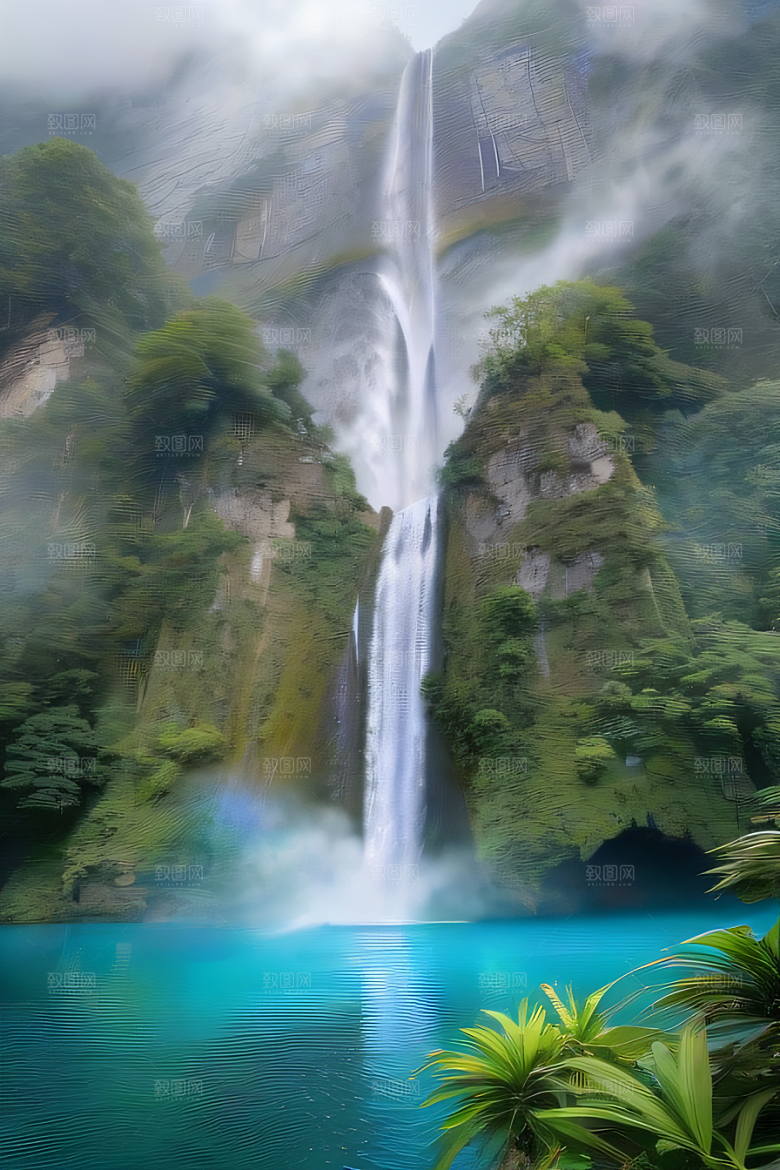 梦幻湖泊巨大湖水与蓝色水域