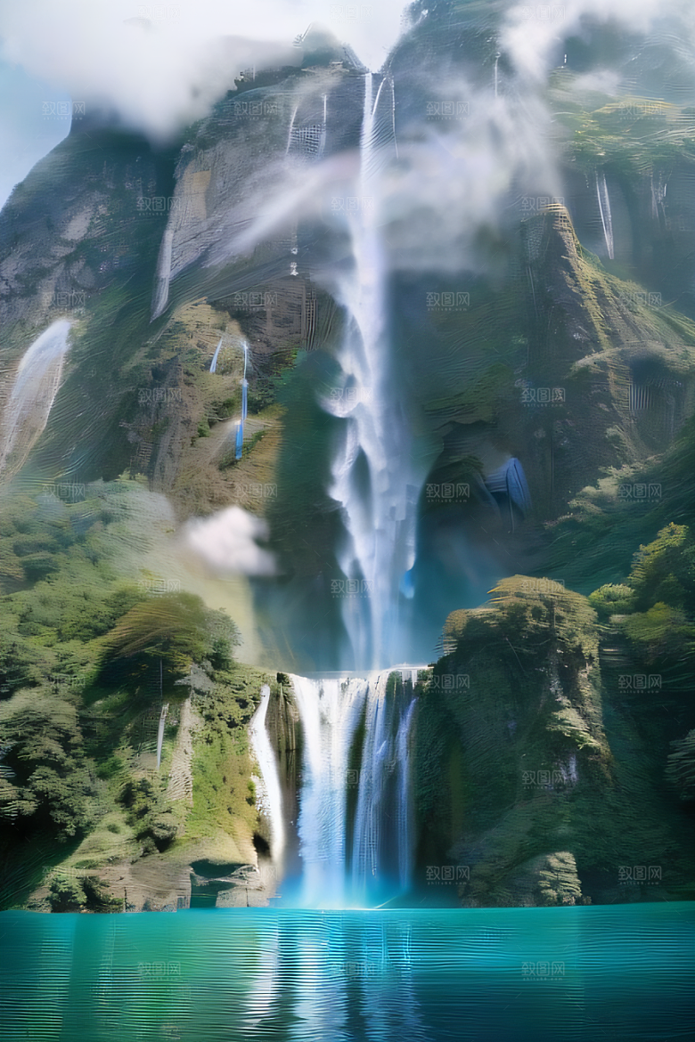 梦幻湖泊巨大湖水与蓝色水域
