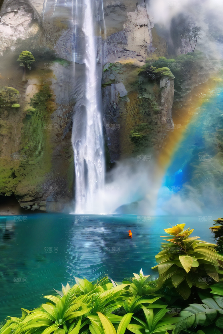 梦幻湖泊巨大湖水与蓝色水域