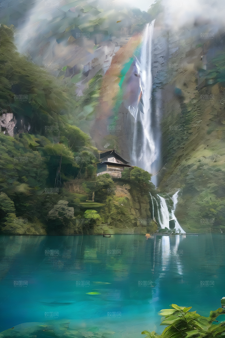 梦幻湖泊巨大湖水与蓝色水域