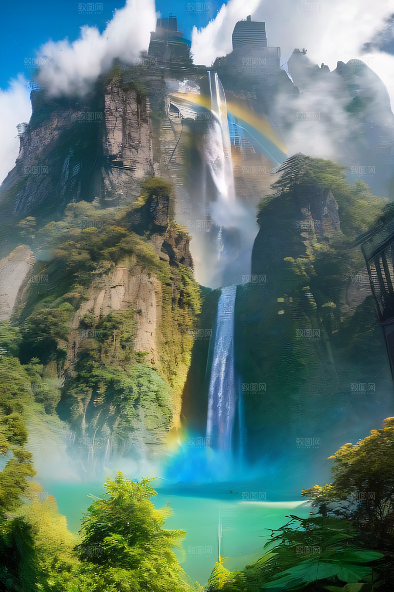 梦幻湖泊巨大湖水与蓝色水域