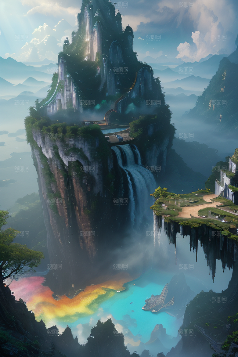 梦幻之境中国宫殿与柔和光影