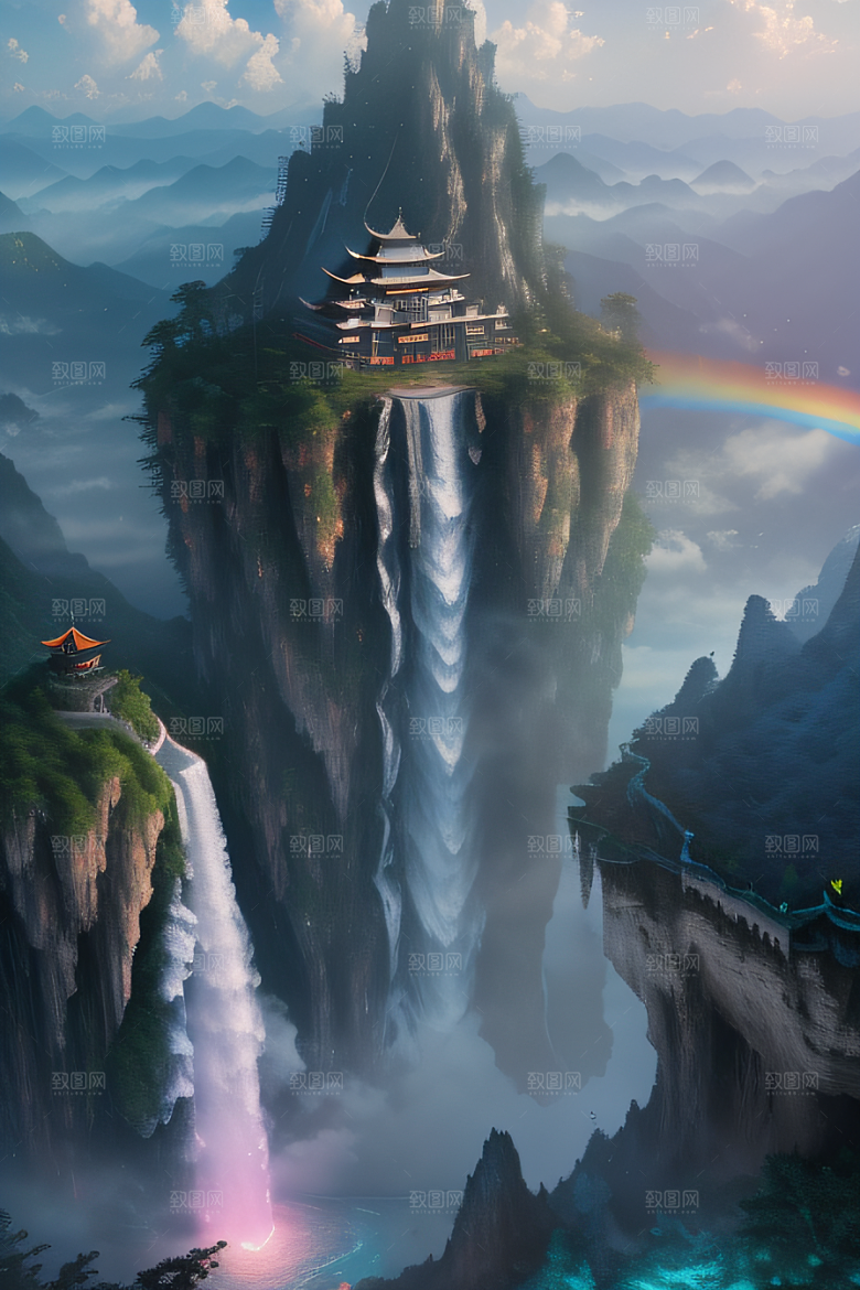 荧光梦境水雾缭绕下的亚光绘画