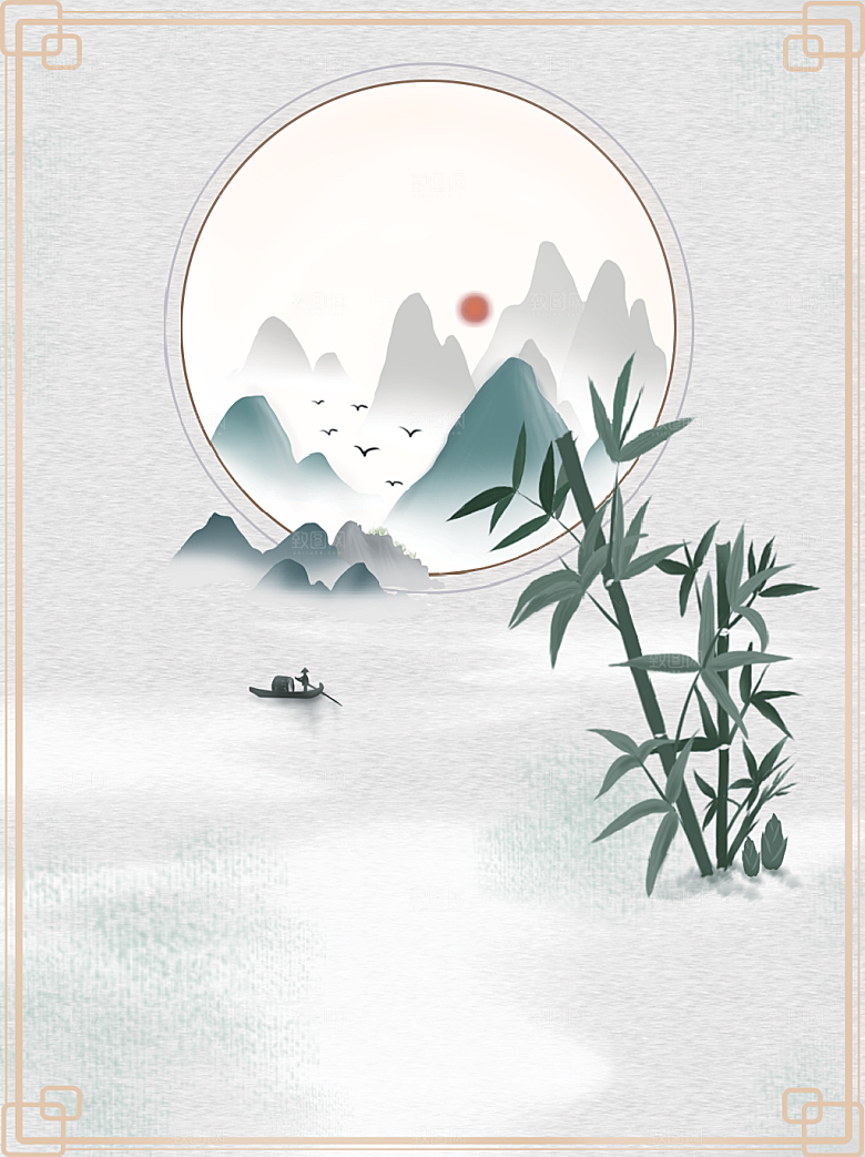 古风古典中式山水水墨风景背景