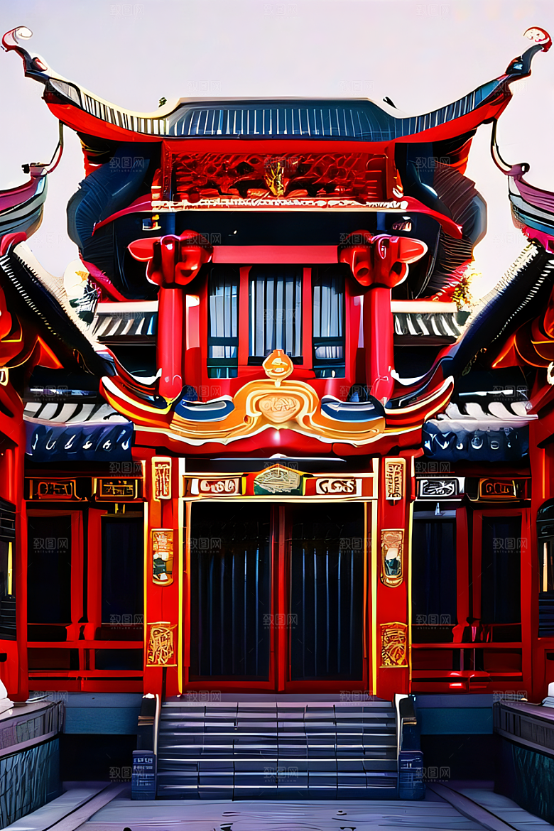 红宝石装饰的幻想中式宫殿宛如动漫世界