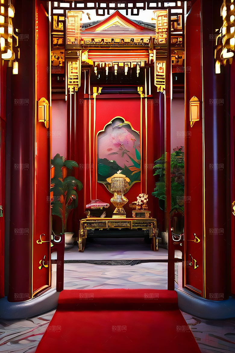 红宝石装饰的幻想中式宫殿宛如动漫世界