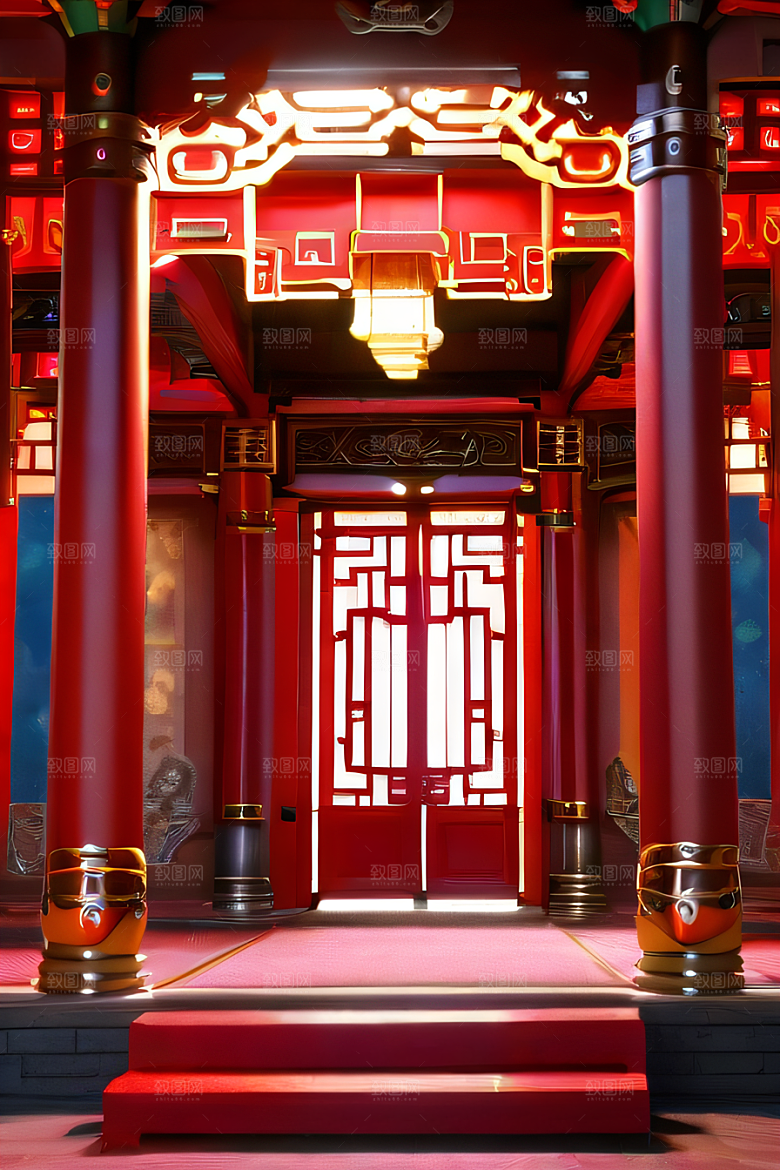 红宝石装饰的幻想中式宫殿宛如动漫世界