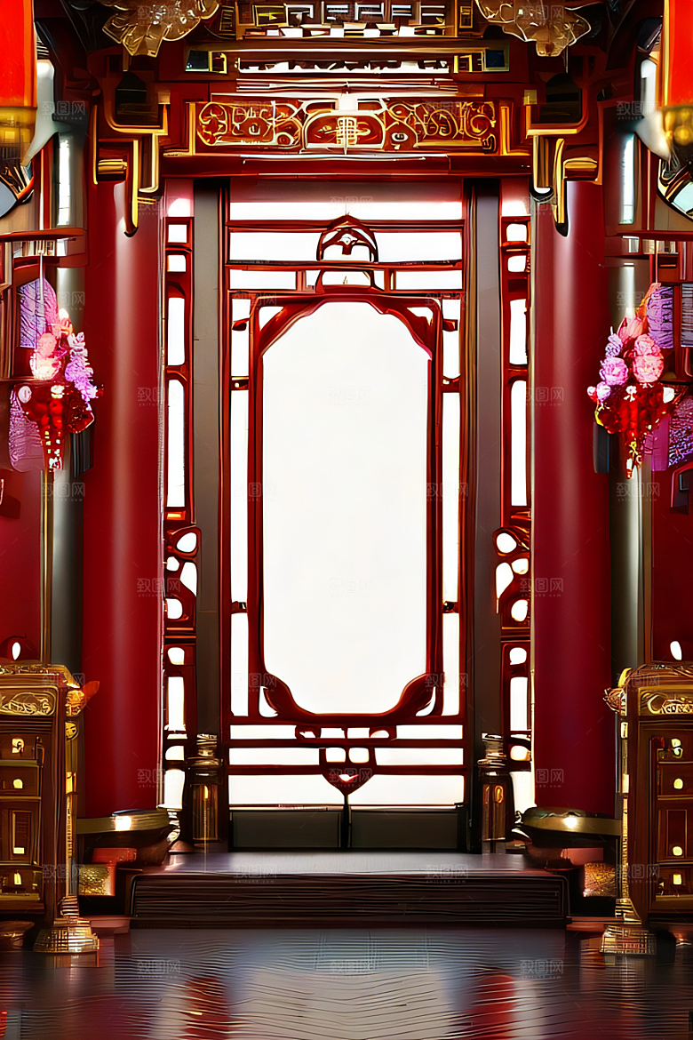 红宝石装饰的幻想中式宫殿宛如动漫世界