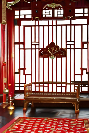 幻想世界中的红宝石宫殿动漫风格的华丽装饰