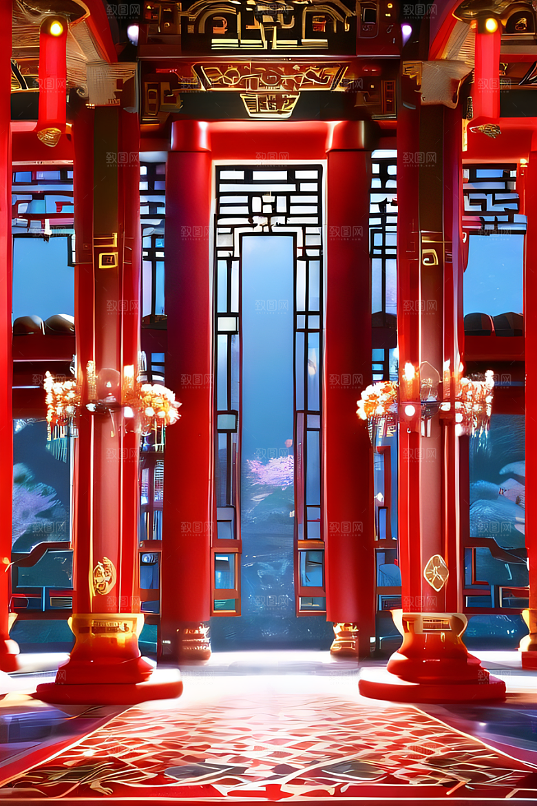 神奇红宫仙境珠宝点缀的幻想动漫世界