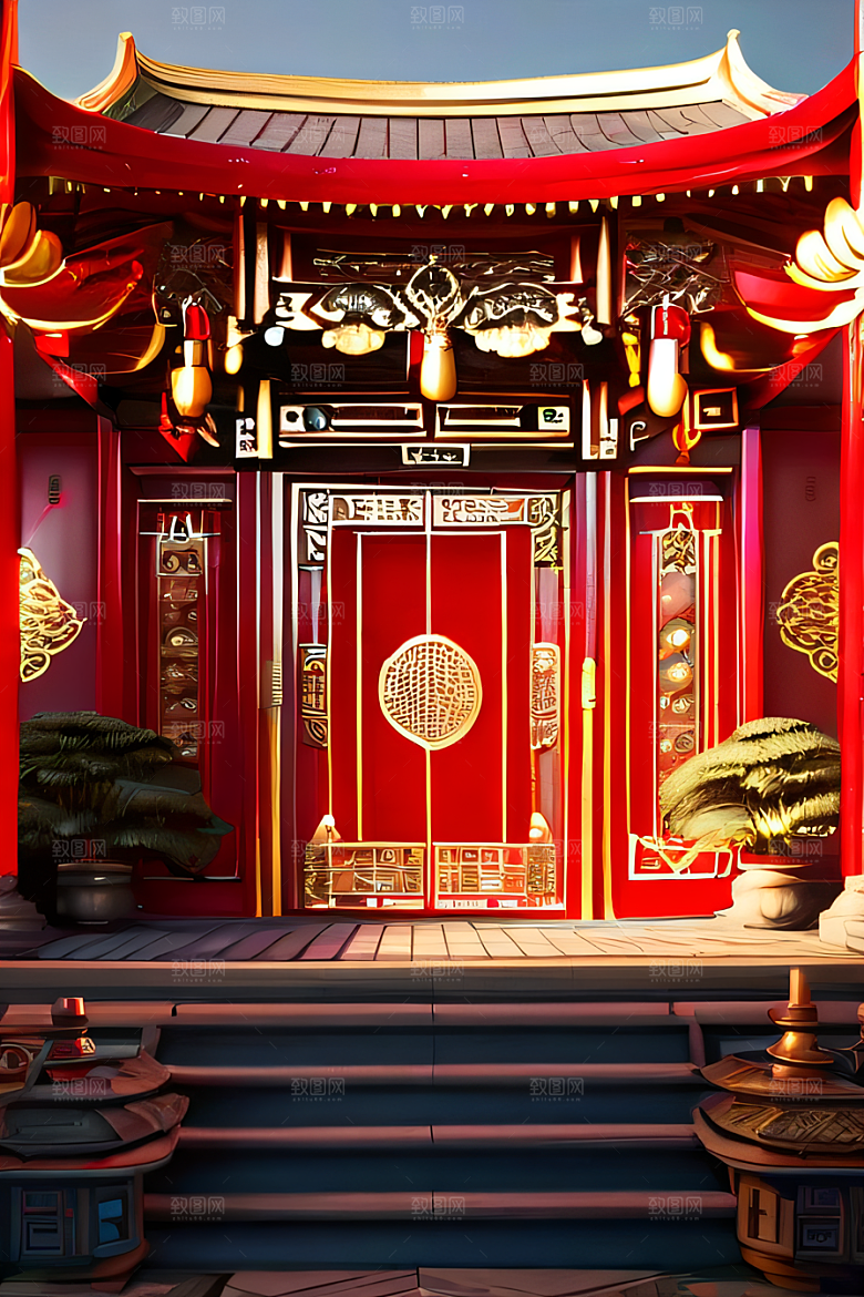 神奇红宫仙境珠宝点缀的幻想动漫世界