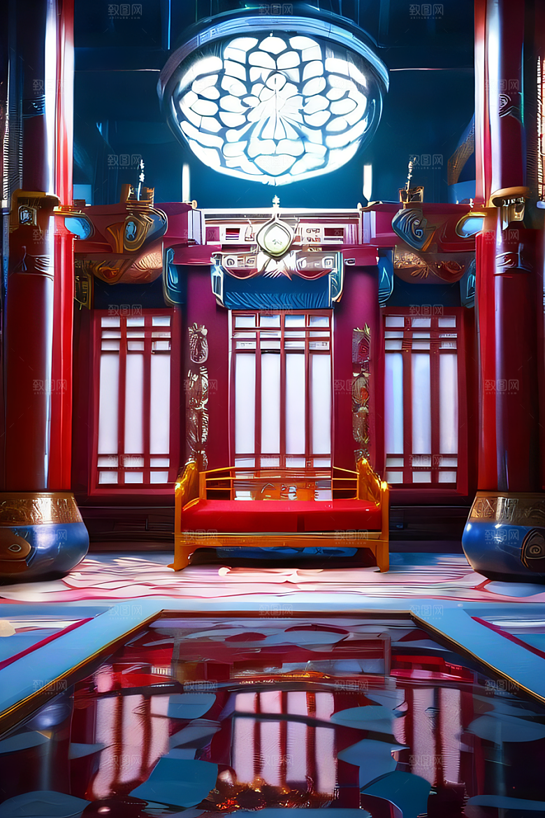 神奇红宫仙境珠宝点缀的幻想动漫世界