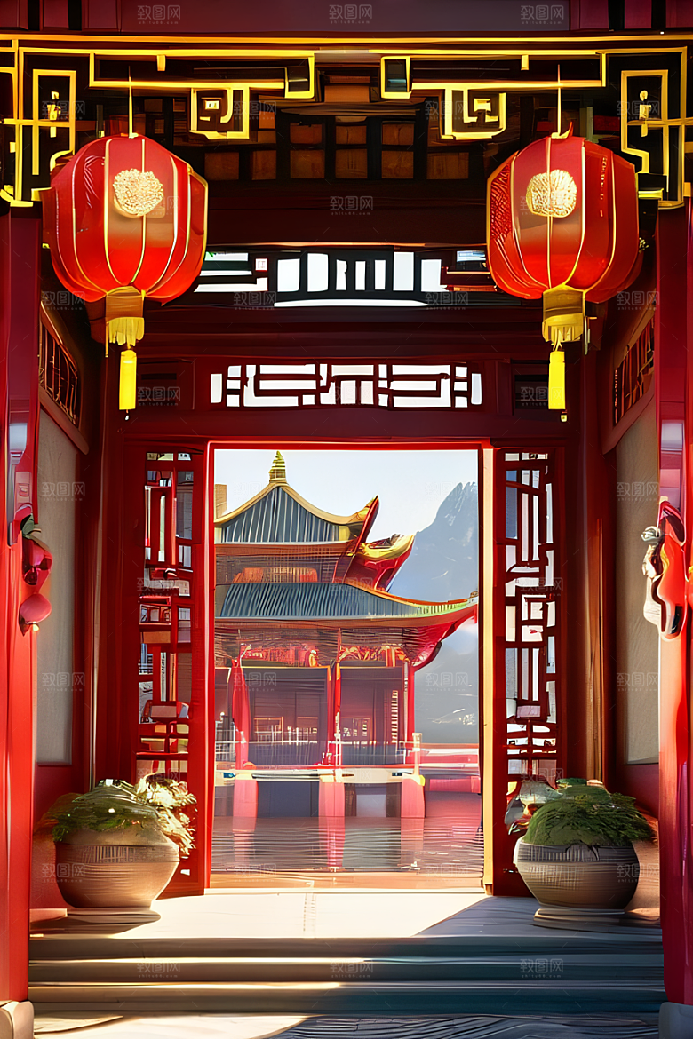 神奇红宫仙境珠宝点缀的幻想动漫世界
