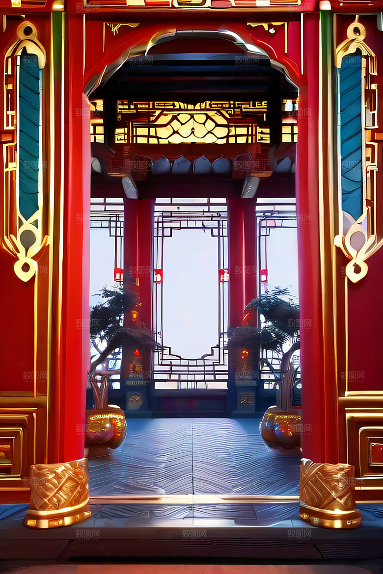 神奇红宫仙境珠宝点缀的幻想动漫世界