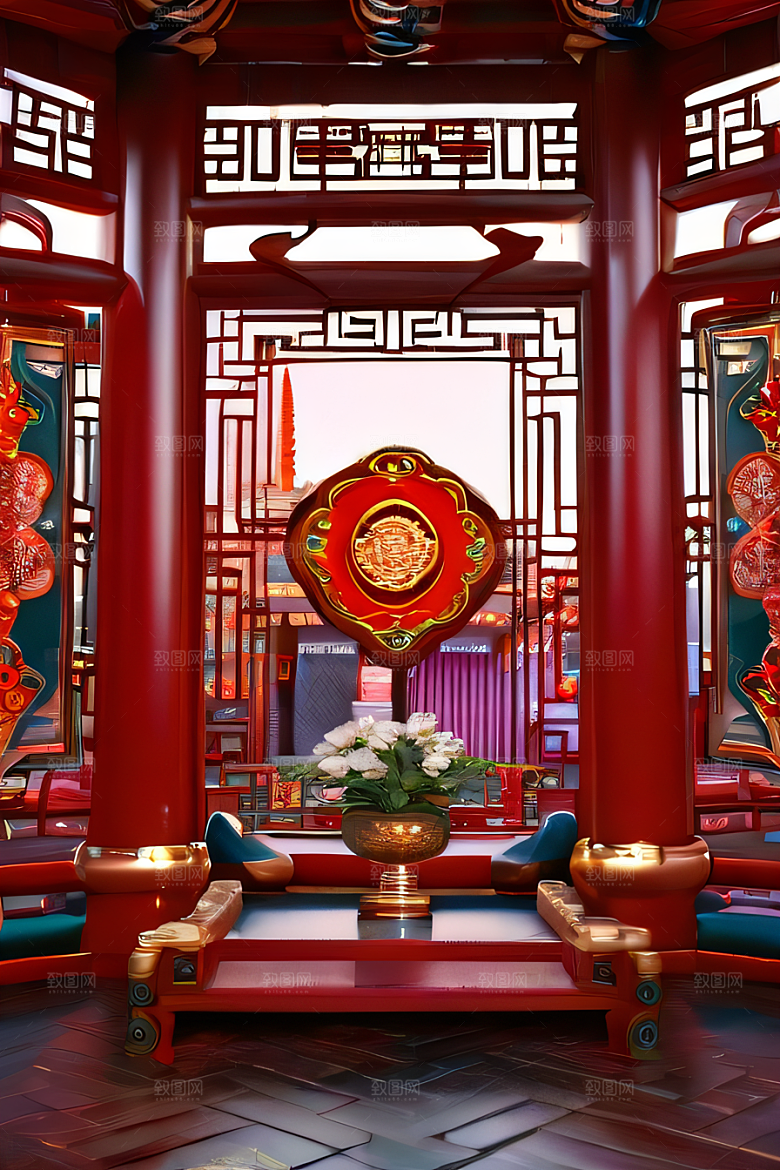 神奇红宫仙境珠宝点缀的幻想动漫世界