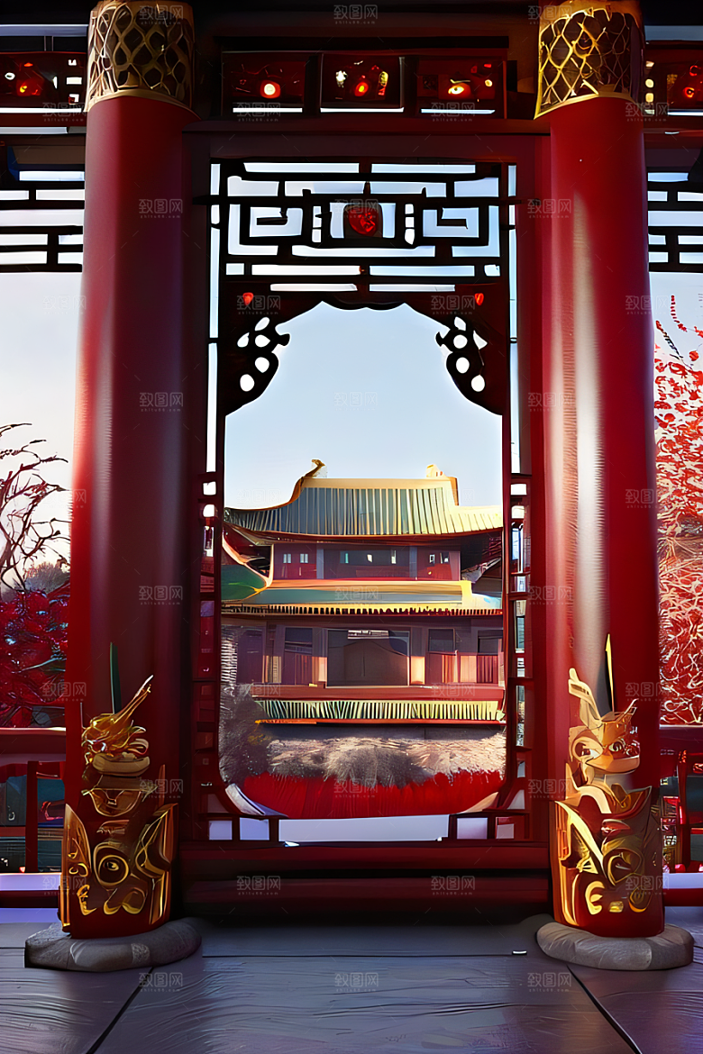 神奇红宫仙境珠宝点缀的幻想动漫世界