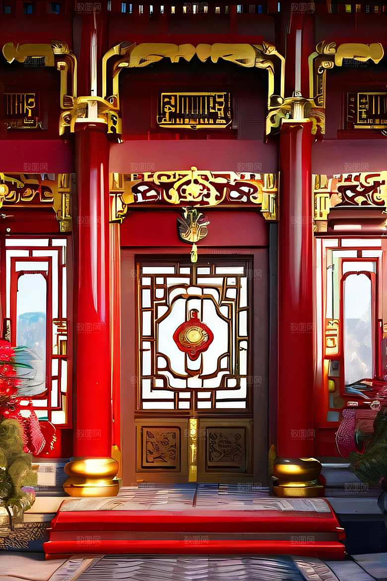 神奇红宫仙境珠宝点缀的幻想动漫世界