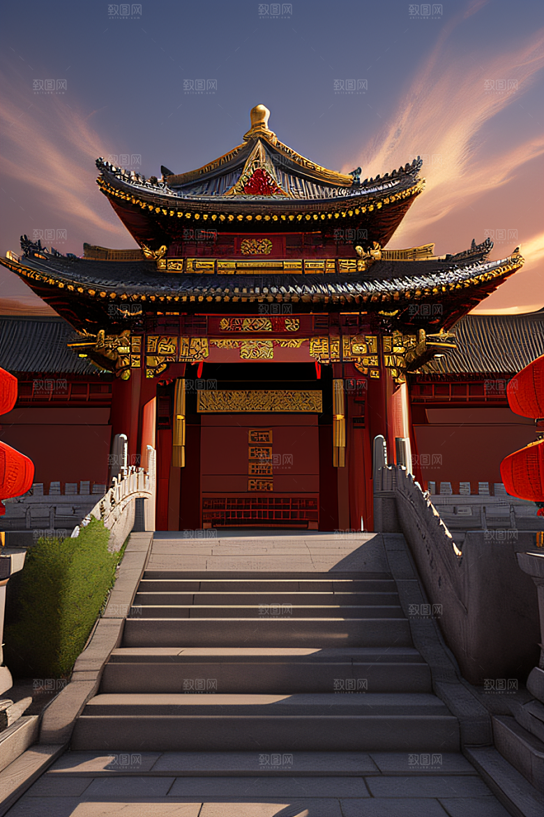 红宝石装饰的幻想中式宫殿宛如动漫世界