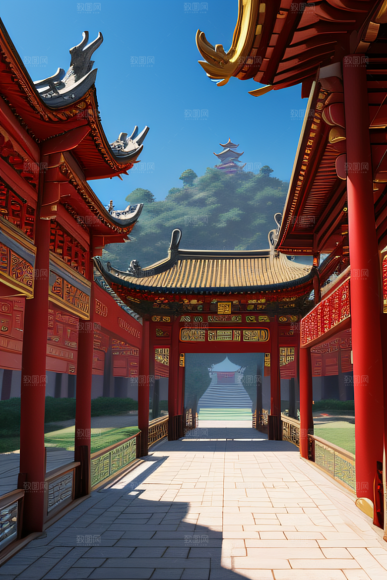 红宝石装饰的幻想中式宫殿宛如动漫世界
