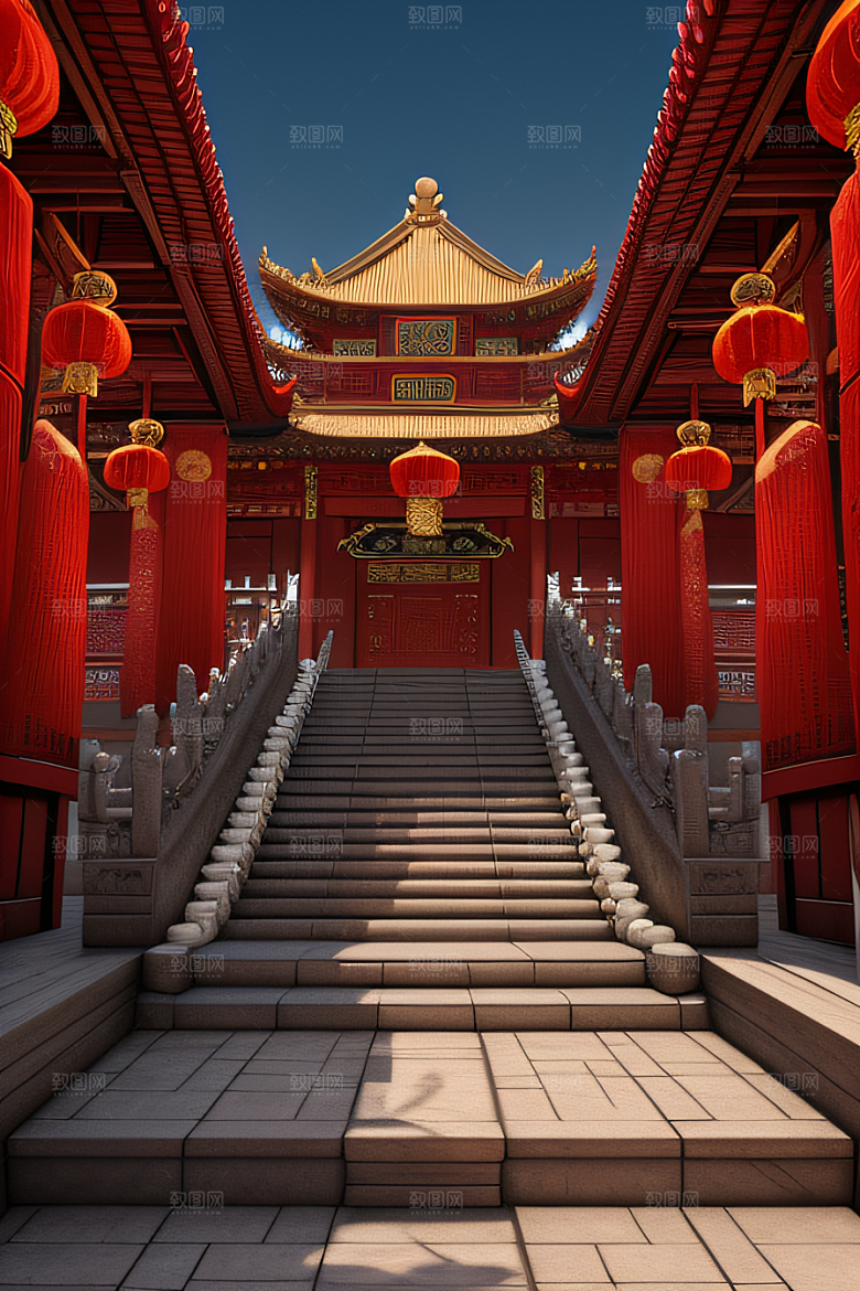 红宝石装饰的幻想中式宫殿宛如动漫世界